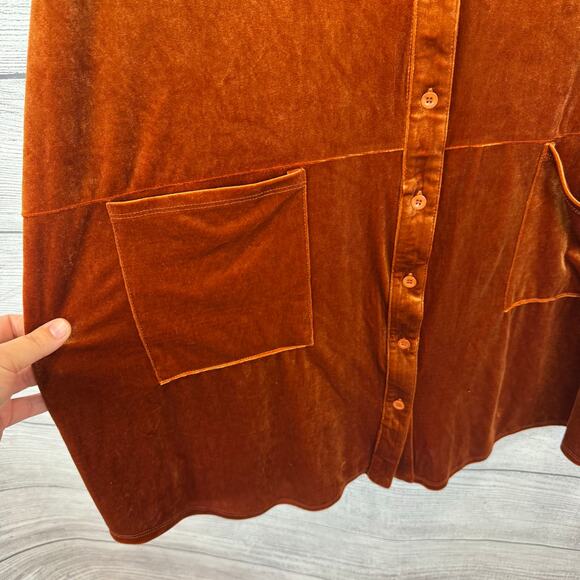 Haptics Plus Size Burnt Orange Velvet Long Sleeve Tunic Top Size 3X - Picture 5 of 9